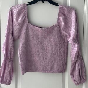 Almost Famous Lavender Smocked Long Sleeve Top Size L
